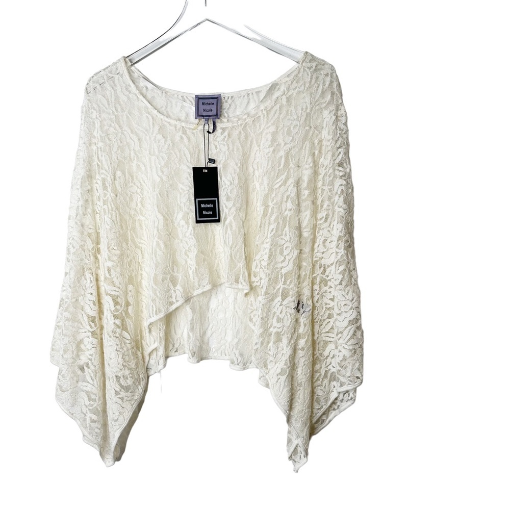 NWT Michelle Nicole Sheer Lace Dolman Cropped Top XS
